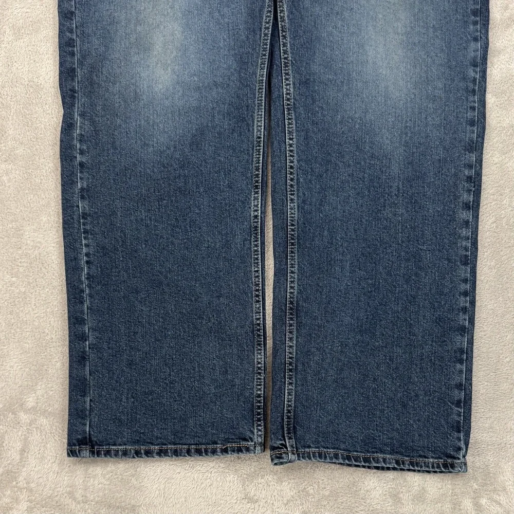 Levi Strauss Signature Jeans Mens 40x32 Blue Relaxed Straight Whiskered Workwear